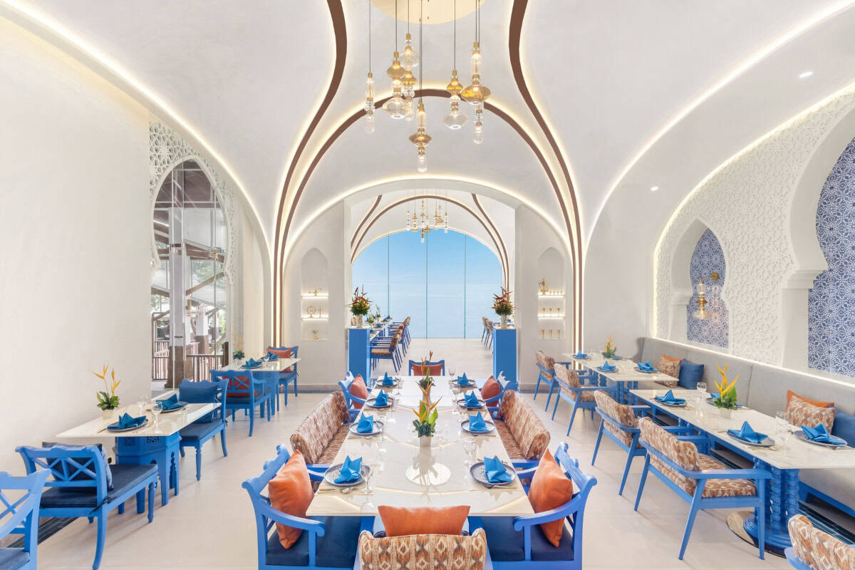 newly renovated bright and elegant interior of maharani indian restaurant in pattaya