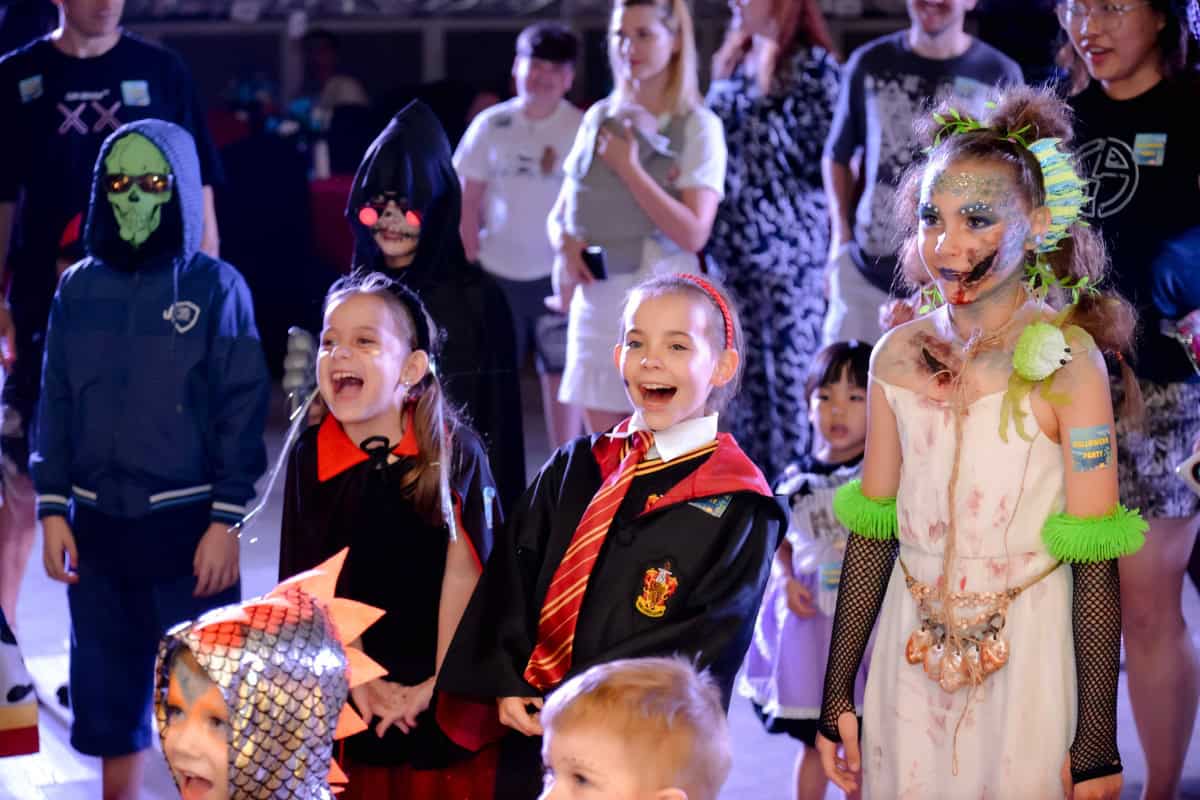 children in costume enjoying halloween party at royal cliff beach hotel