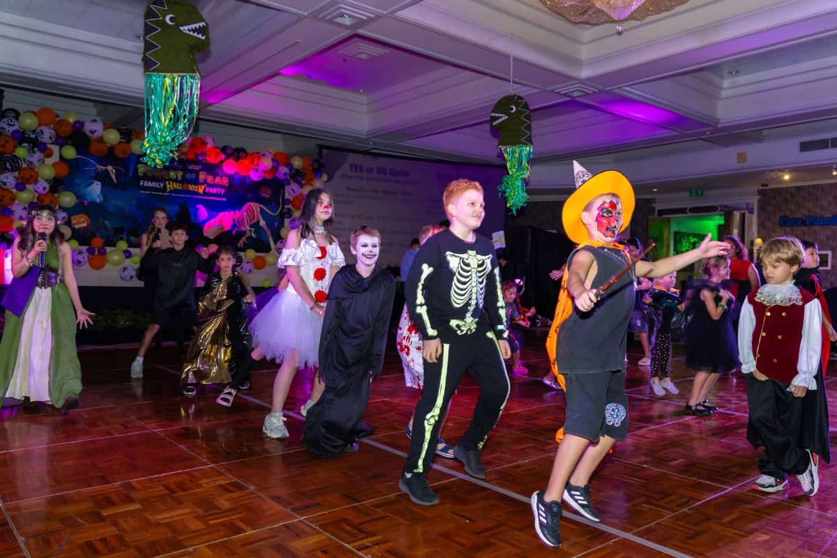 children participating in activities for halloween party in pattaya