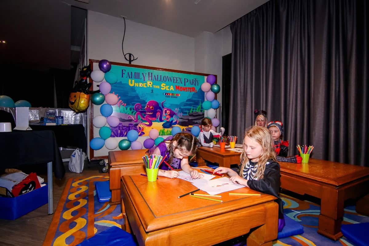arts and crafts corner at halloween party in pattaya