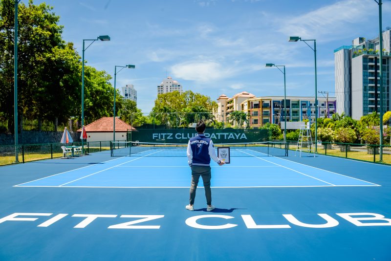Khun Gap on our floodlit tennis court in Pattaya